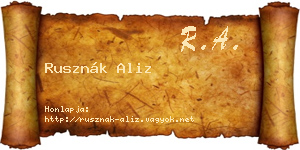 Rusznák Aliz névjegykártya